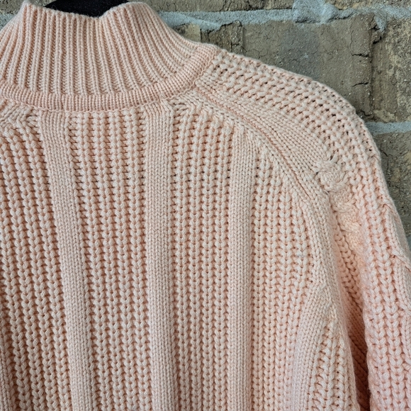 VTG 80s Pastel Creamsicle Cable Knit Mock Neck Sweater Large - Picture 4 of 8